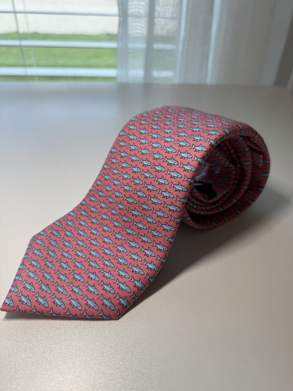 Vineyard Vines Bonefish Silk Tie Coral 59” x 3 3/8” Preppy